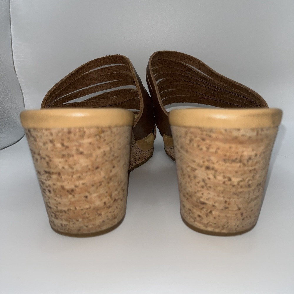 Teva Arrabelle Women's Sz 10 Brown Leather Cork Wedge Slide Sandals Heel - Picture 4 of 7